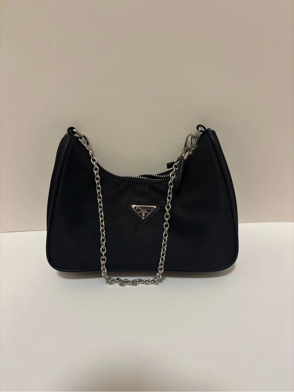 Prada Black Nylon Re-Edition Chain Shoulder Bag with Accessories